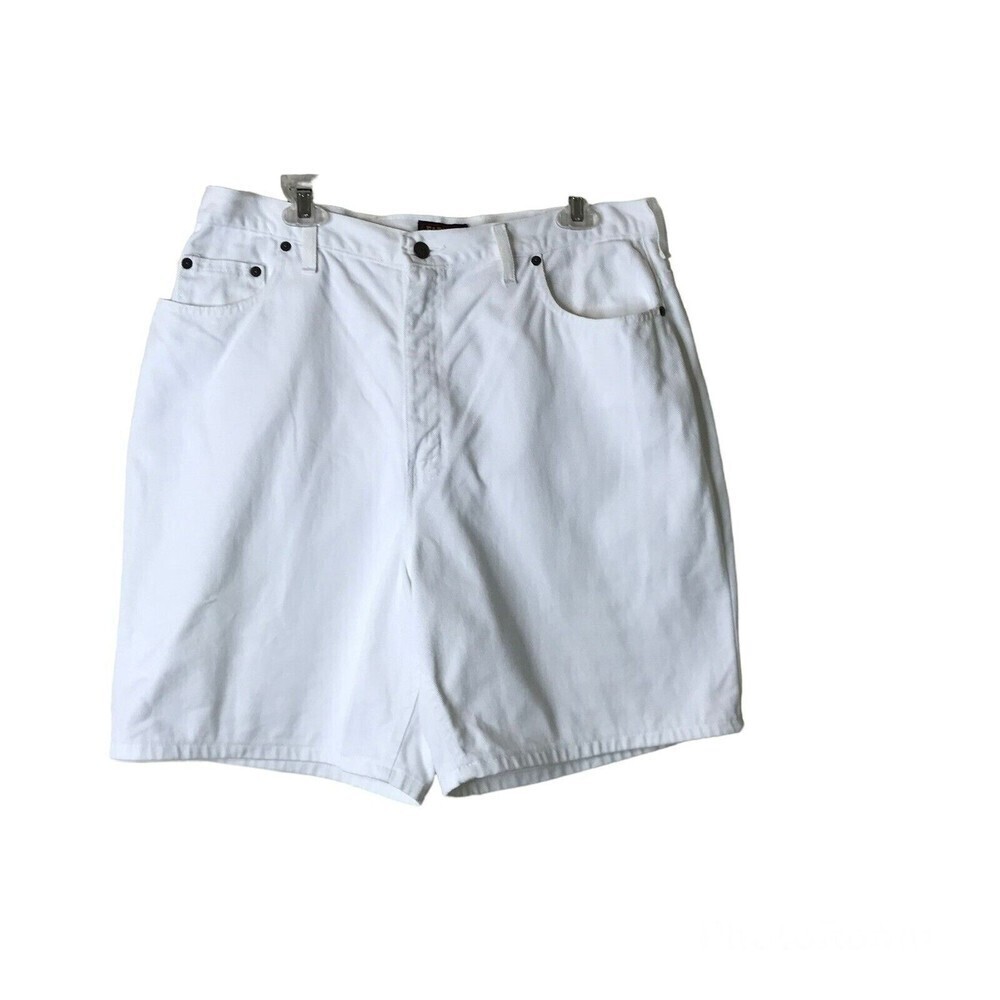 Faded Glory White Denim‎ Mom Shorts Size 18W Logo Pockets 100% Cotton Vintage